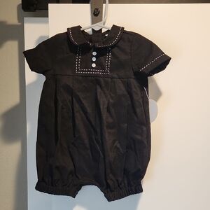 Edgehill Collection Boys Black Baby Romper NWT